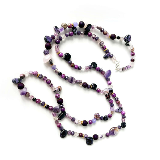 Necklace Amethyst, Agate Mix & Rose Quartz