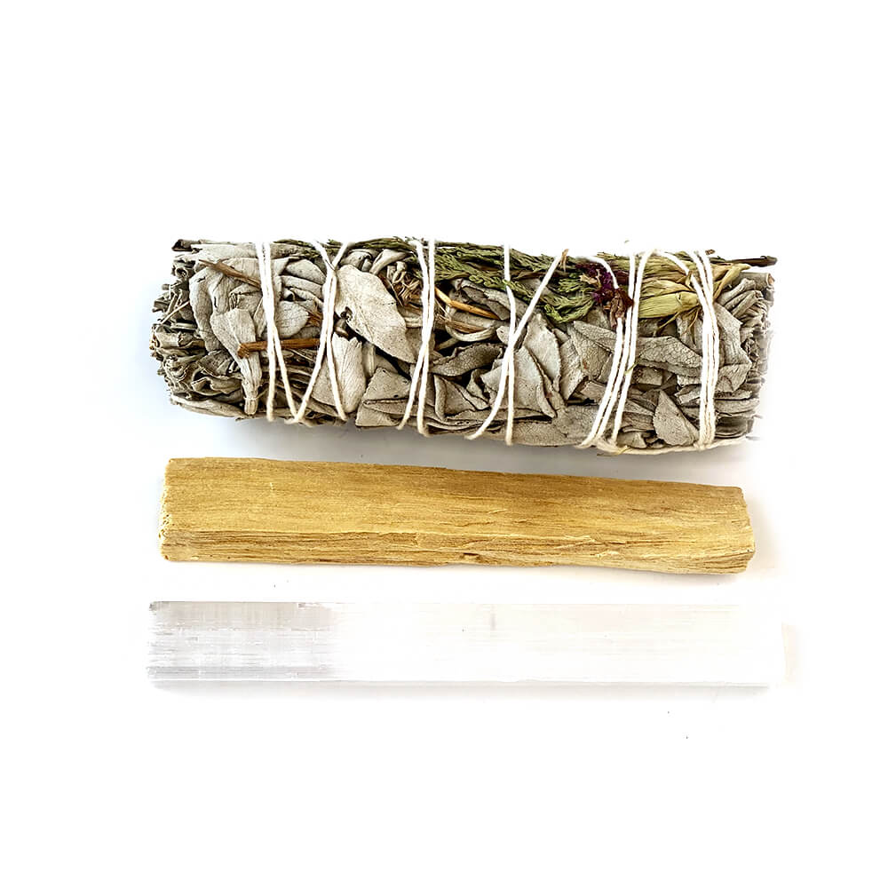 Очищающий набор Smudge White Sage & Palo Santo & Selenite Stick