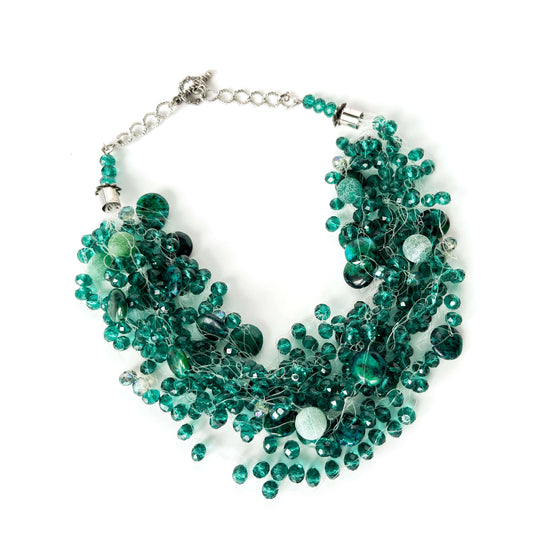 Necklace Green Agate & Swarovski