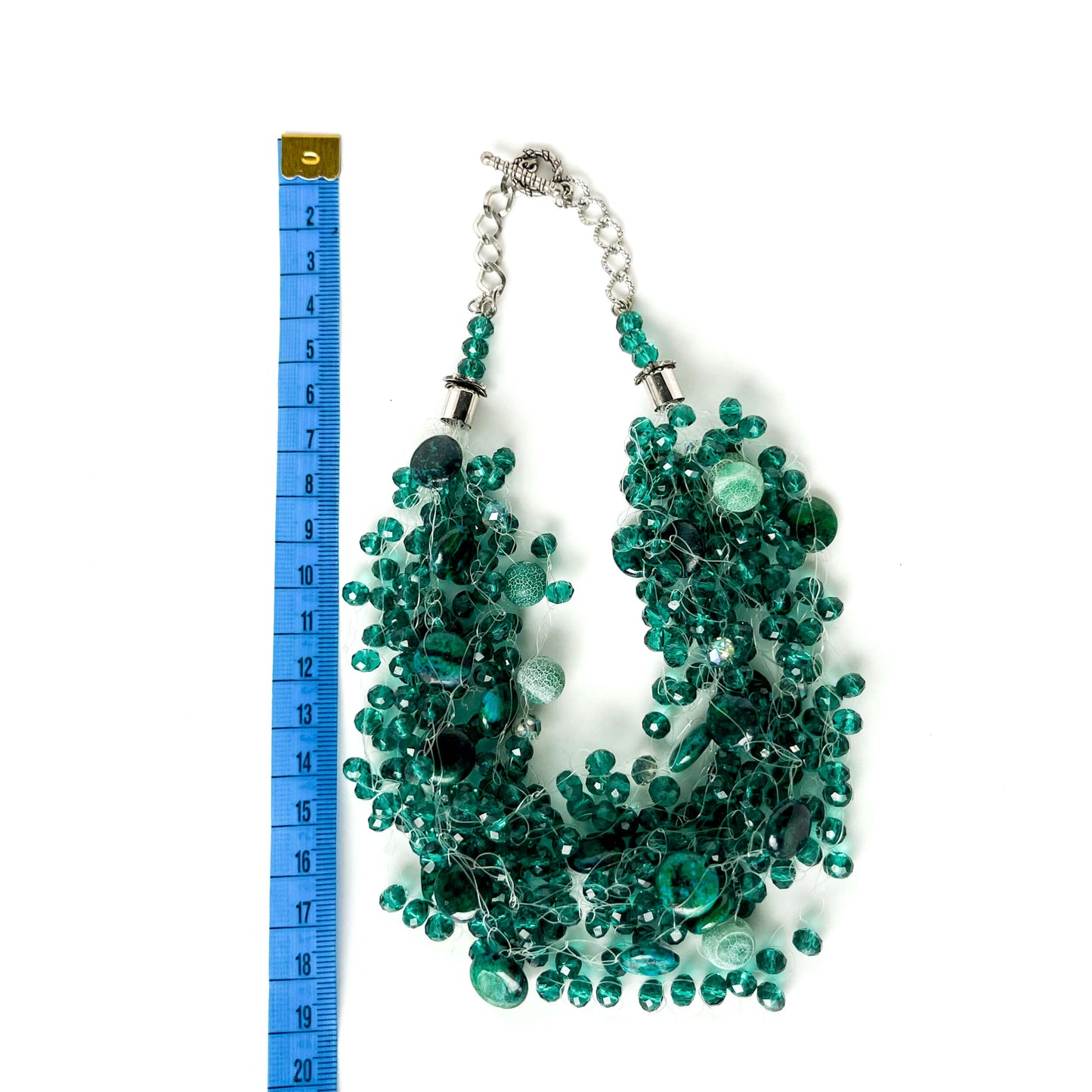 Necklace Green Agate & Swarovski