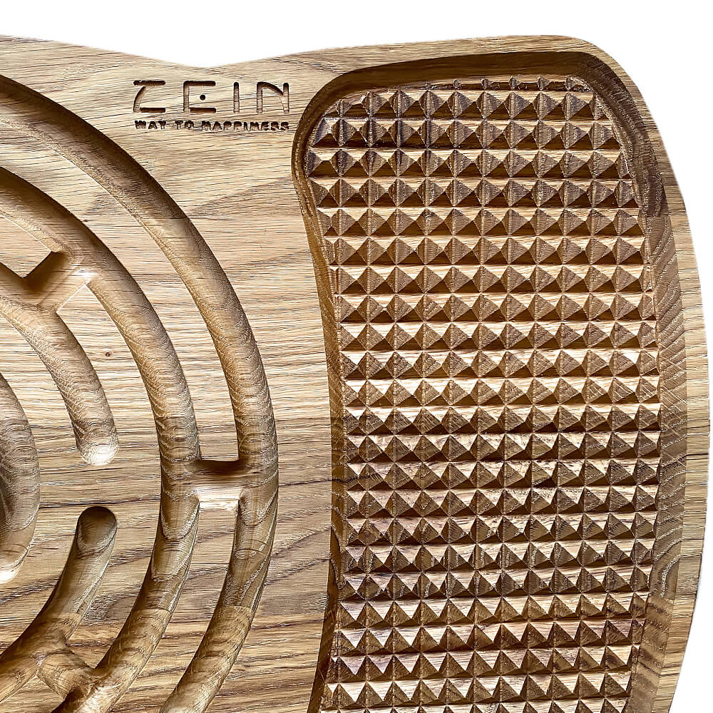 Close-up of the textured surface of the ‘Sacred Labyrinth’ Neuro Balance Board, designed for foot reflexology.