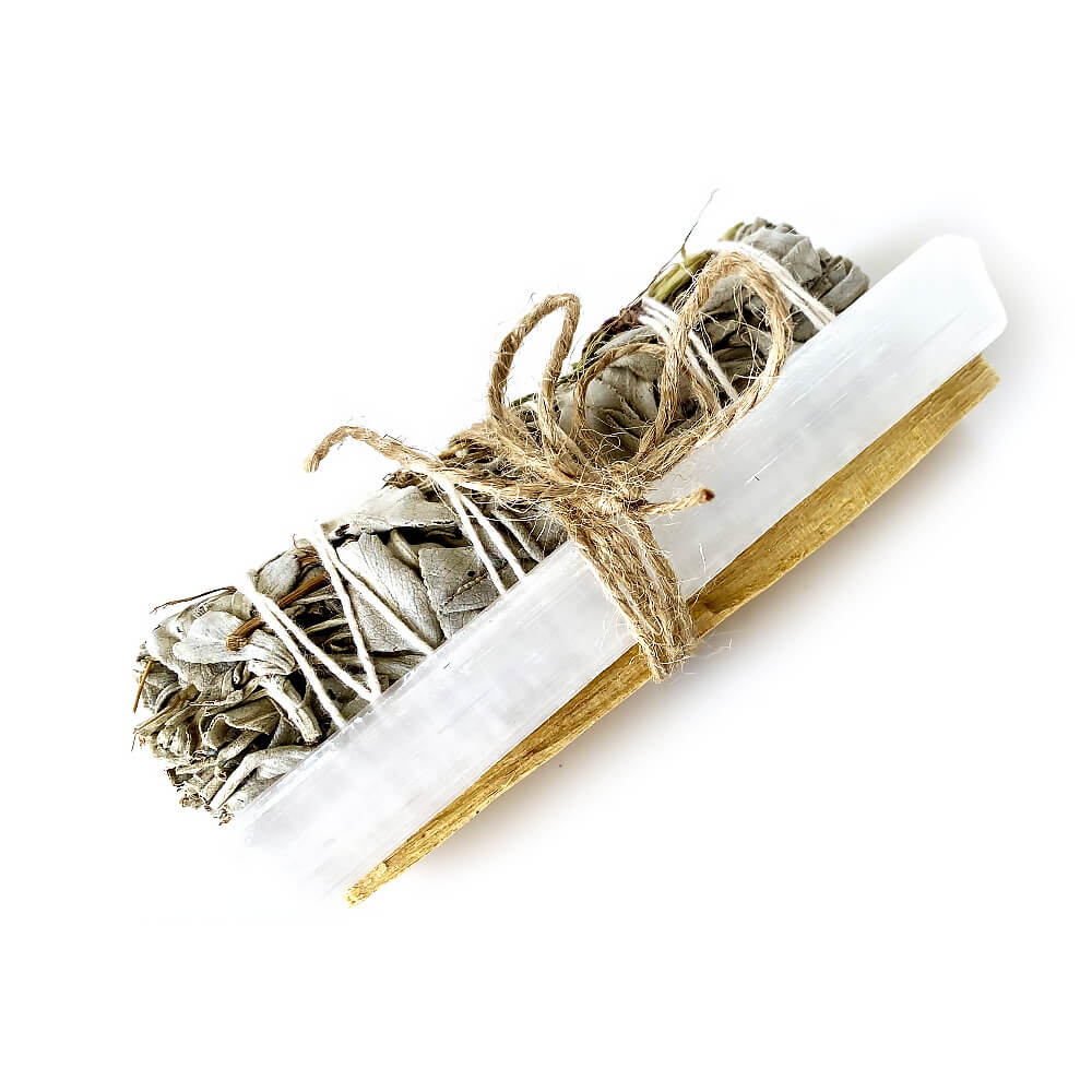 Smudge Cleansing Set White Sage & Palo Santo & Selenite Stick