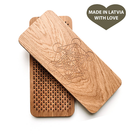 Wooden Oak Sadhu board with Copper nails "Metatron's Cube" Foot massage Reflexology